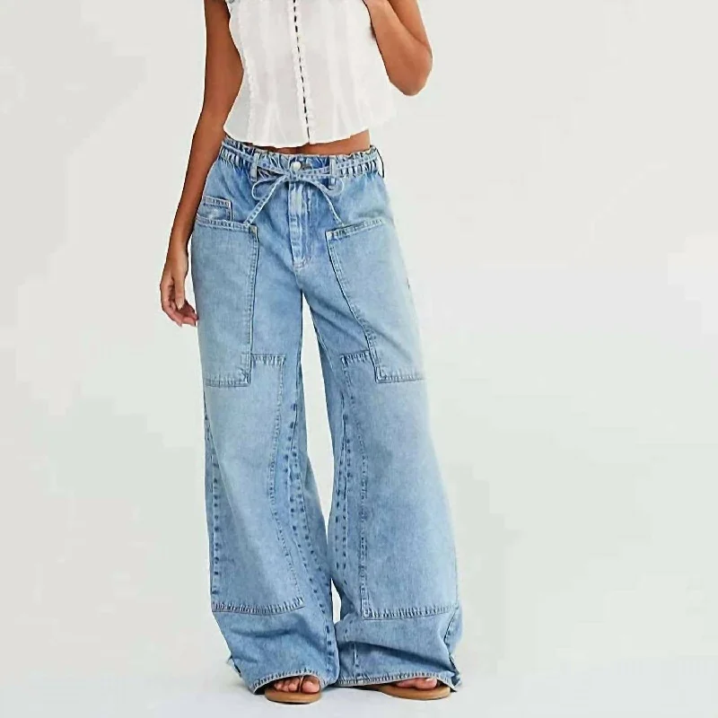 Outlaw Wide Leg Jeans In Drizzle