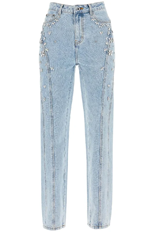 Self Portrait Women's Straight Jeans With Crystals