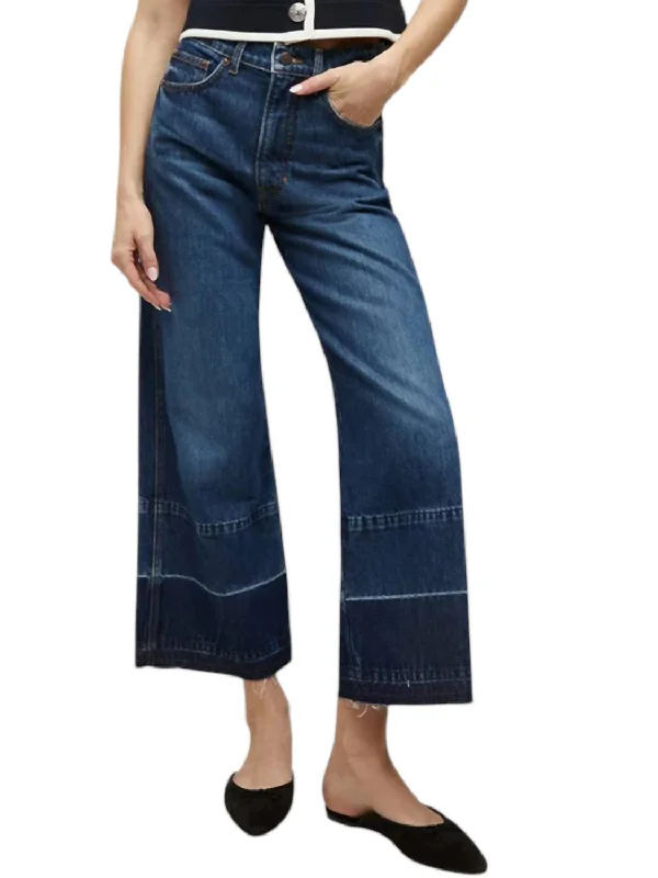 Taylor Cropped High Rise Wide Jeans In Bright Blue