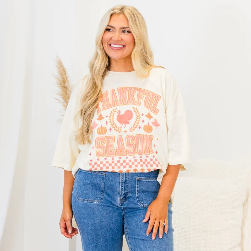 Thankful Season Boyfriend Tee, Ivory