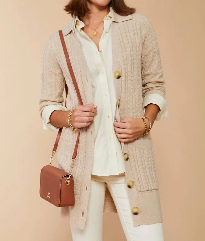 Toni Long Cardigan In Oatmeal Heather