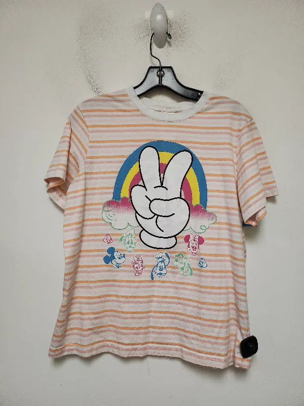 Top Short Sleeve Basic By Walt Disney In Striped Pattern, Size: Xs