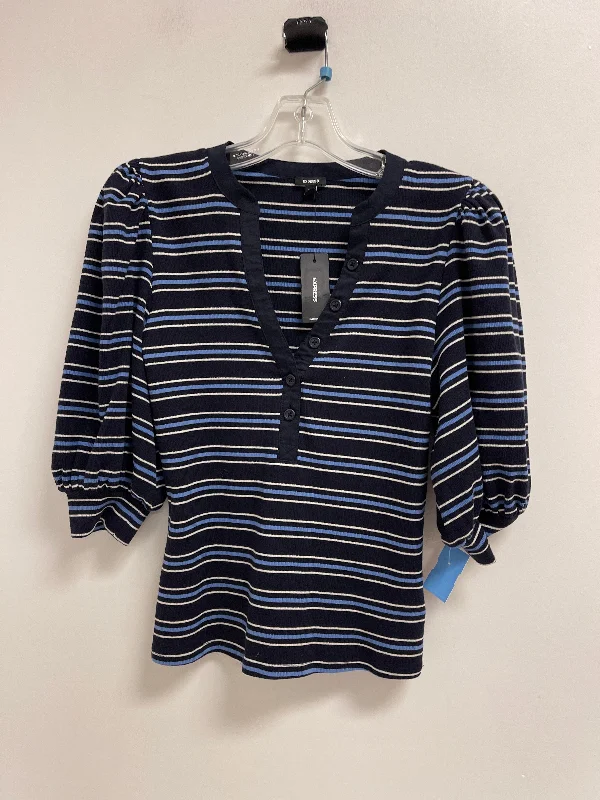 Top Short Sleeve By Express In Striped Pattern, Size: S