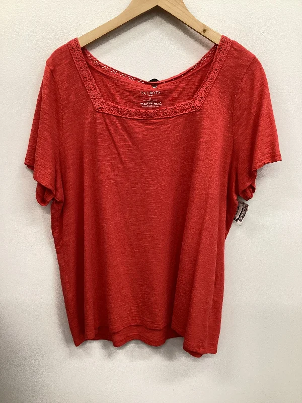 Top Short Sleeve By Talbots In Coral, Size: 2x