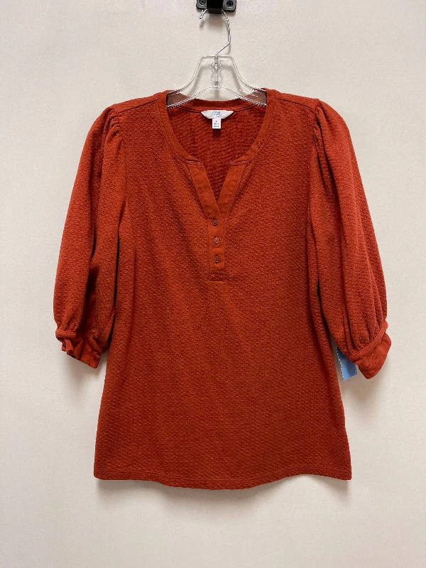 Top Short Sleeve By Time And Tru In Orange, Size: S