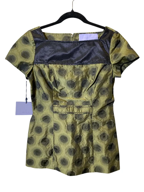 Top Short Sleeve Designer By Vera Wang In Black & Green, Size: S