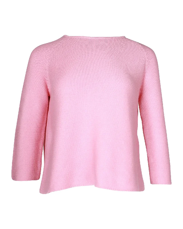 Weekend by Max Mara Crewneck Knit Sweater in Pink Cotton